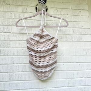 Abercrombie & Fitch Crotchet Cream Tan Halter Top